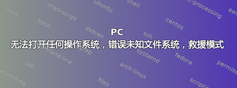 PC 无法打开任何操作系统，错误未知文件系统，救援模式