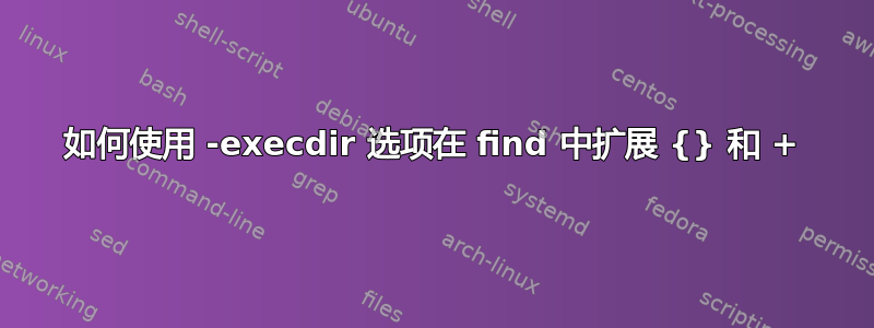 如何使用 -execdir 选项在 find 中扩展 {} 和 +