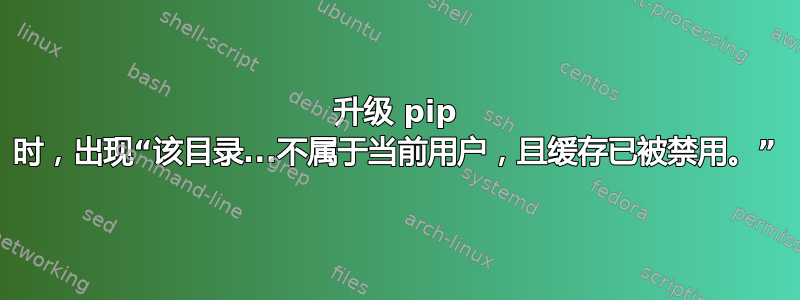 升级 pip 时，出现“该目录...不属于当前用户，且缓​​存已被禁用。”