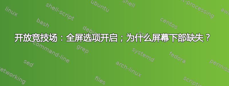 开放竞技场：全屏选项开启；为什么屏幕下部缺失？