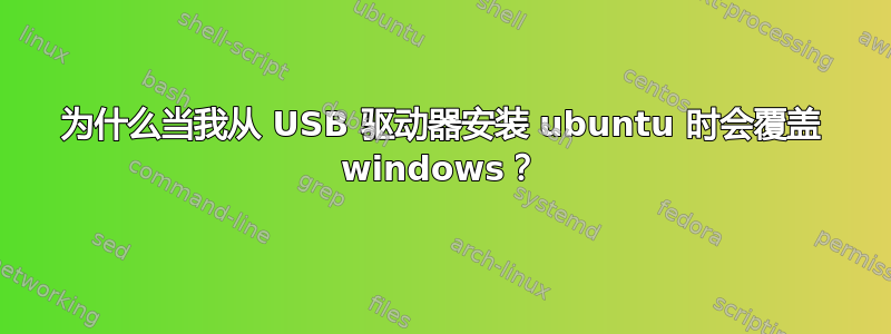 为什么当我从 USB 驱动器安装 ubuntu 时会覆盖 windows？