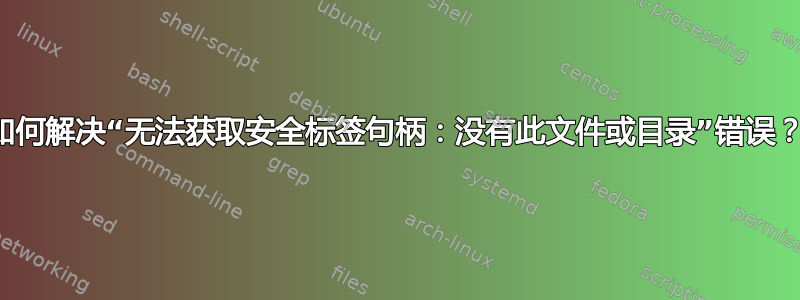 如何解决“无法获取安全标签句柄：没有此文件或目录”错误？