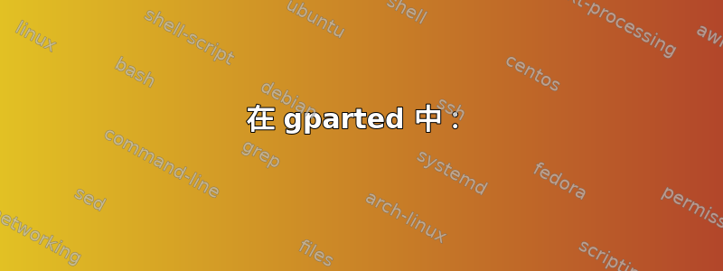 在 gparted 中：