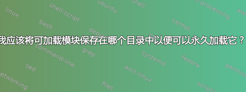 我应该将可加载模块保存在哪个目录中以便可以永久加载它？