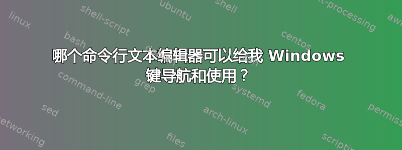 哪个命令行文本编辑器可以给我 Windows 键导航和使用？