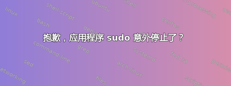 抱歉，应用程序 sudo 意外停止了？