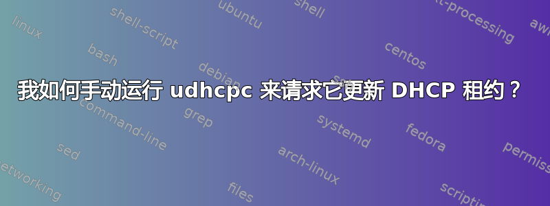 我如何手动运行 udhcpc 来请求它更新 DHCP 租约？