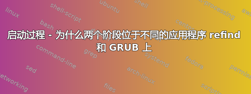 启动过程 - 为什么两个阶段位于不同的应用程序 refind 和 GRUB 上