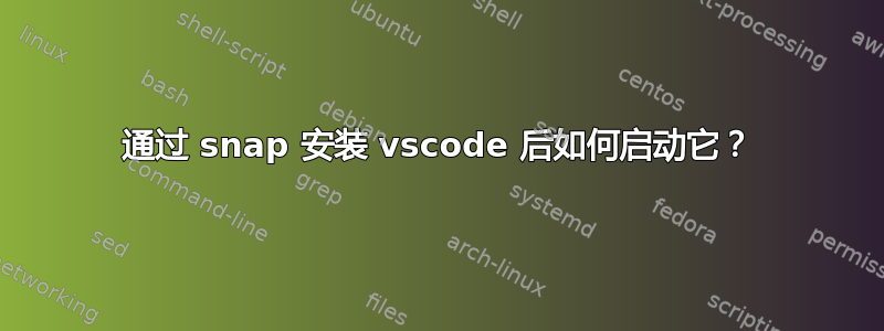 通过 snap 安装 vscode 后如何启动它？