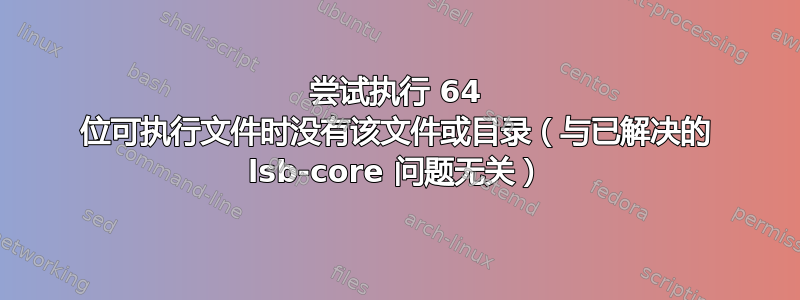 尝试执行 64 位可执行文件时没有该文件或目录（与已解决的 lsb-core 问题无关）