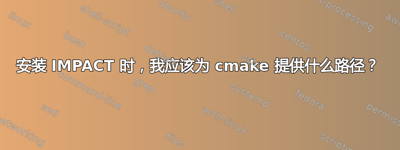 安装 IMPACT 时，我应该为 cmake 提供什么路径？