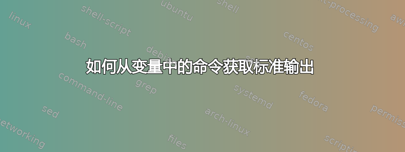 如何从变量中的命令获取标准输出