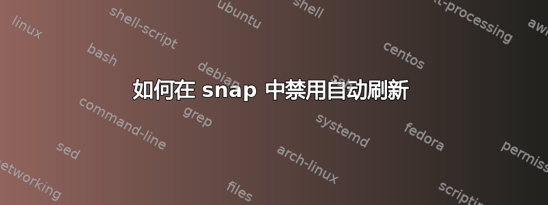 如何在 snap 中禁用自动刷新