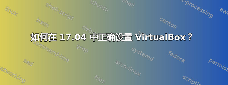 如何在 17.04 中正确设置 VirtualBox？