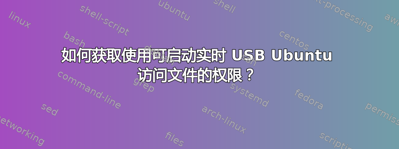 如何获取使用可启动实时 USB Ubuntu 访问文件的权限？