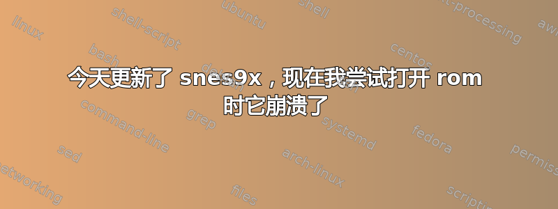 今天更新了 snes9x，现在我尝试打开 rom 时它崩溃了