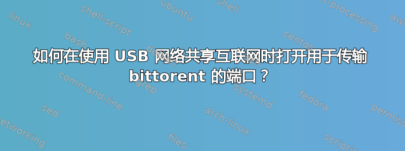 如何在使用 USB 网络共享互联网时打开用于传输 bittorent 的端口？