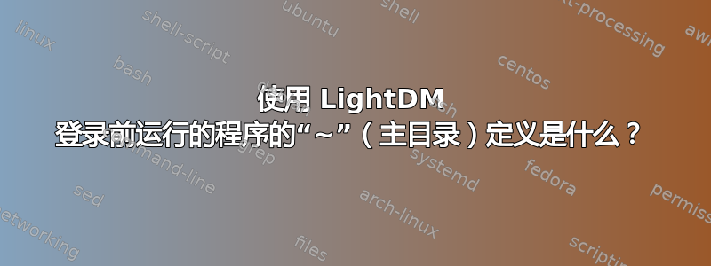 使用 LightDM 登录前运行的程序的“~”（主目录）定义是什么？