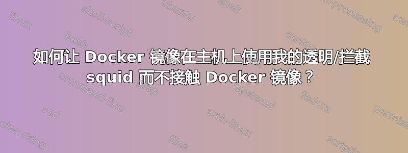 如何让 Docker 镜像在主机上使用我的透明/拦截 squid 而不接触 Docker 镜像？