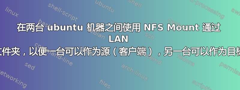 在两台 ubuntu 机器之间使用 NFS Mount 通过 LAN 共享另一个文件夹，以便一台可以作为源（客户端），另一台可以作为目标（服务器）