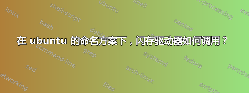 在 ubuntu 的命名方案下，闪存驱动器如何调用？