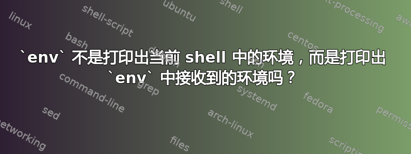 `env` 不是打印出当前 shell 中的环境，而是打印出 `env` 中接收到的环境吗？