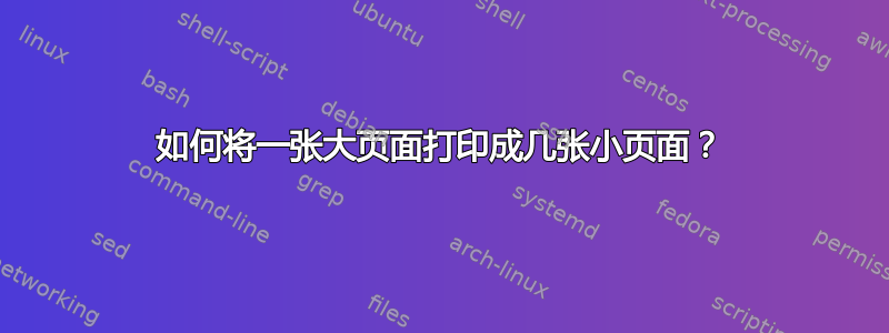 如何将一张大页面打印成几张小页面？