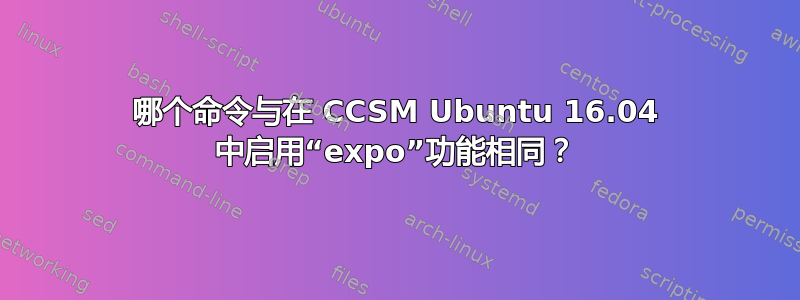 哪个命令与在 CCSM Ubuntu 16.04 中启用“expo”功能相同？