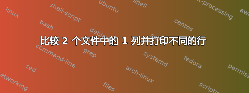 比较 2 个文件中的 1 列并打印不同的行