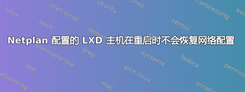 Netplan 配置的 LXD 主机在重启时不会恢复网络配置