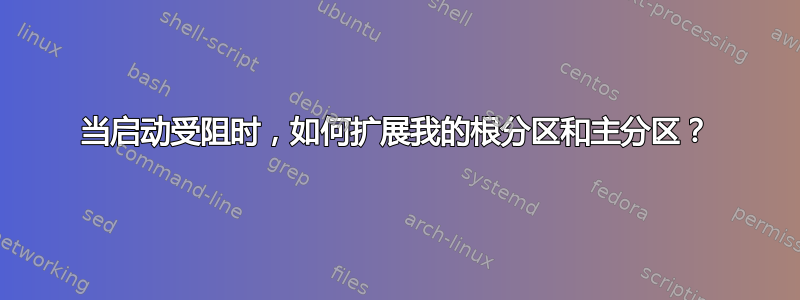 当启动受阻时，如何扩展我的根分区和主分区？