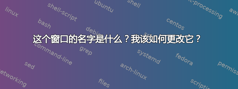 这个窗口的名字是什么？我该如何更改它？