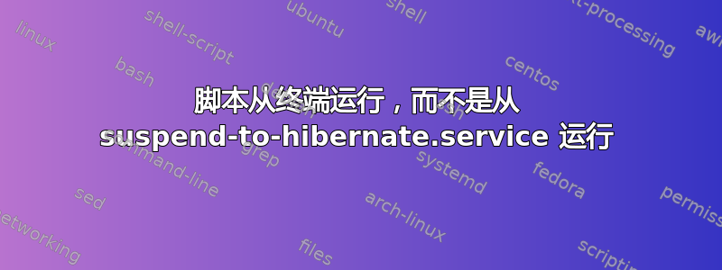 脚本从终端运行，而不是从 suspend-to-hibernate.service 运行