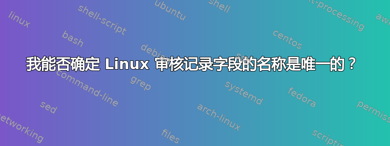 我能否确定 Linux 审核记录字段的名称是唯一的？