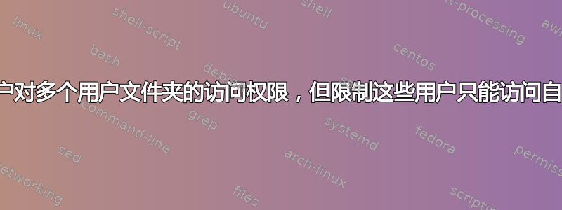 授予一个用户对多个用户文件夹的访问权限，但限制这些用户只能访问自己的主目录