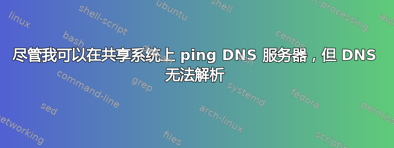 尽管我可以在共享系统上 ping DNS 服务器，但 DNS 无法解析