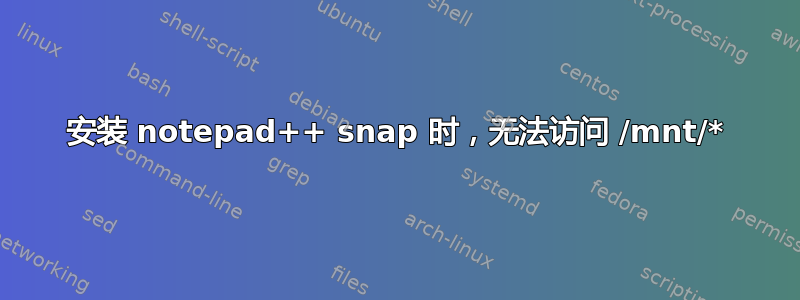 安装 notepad++ snap 时，无法访问 /mnt/*