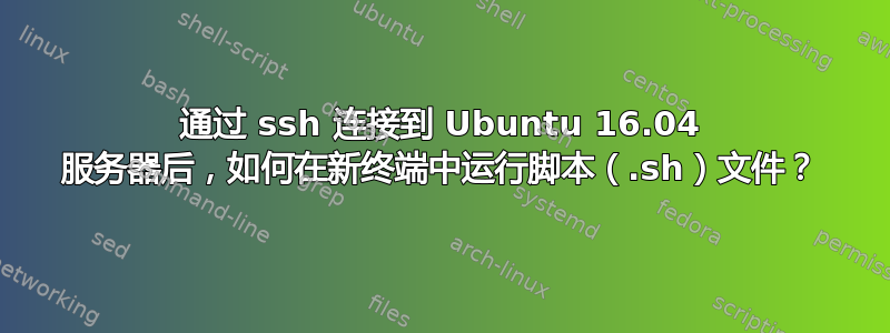 通过 ssh 连接到 Ubuntu 16.04 服务器后，如何在新终端中运行脚本（.sh）文件？