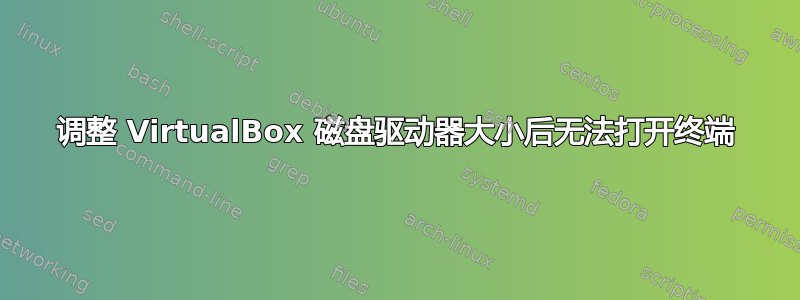 调整 VirtualBox 磁盘驱动器大小后无法打开终端