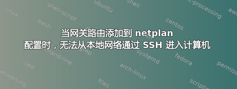 当网关路由添加到 netplan 配置时，无法从本地网络通过 SSH 进入计算机