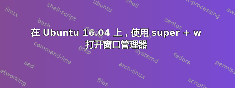 在 Ubuntu 16.04 上，使用 super + w 打开窗口管理器