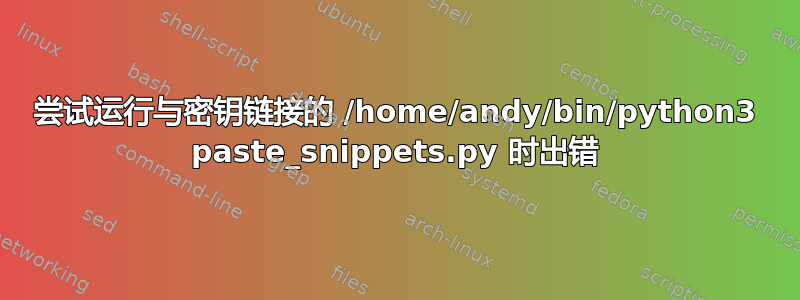 尝试运行与密钥链接的 /home/andy/bin/python3 paste_snippets.py 时出错