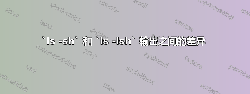 `ls -sh` 和 `ls -lsh` 输出之间的差异