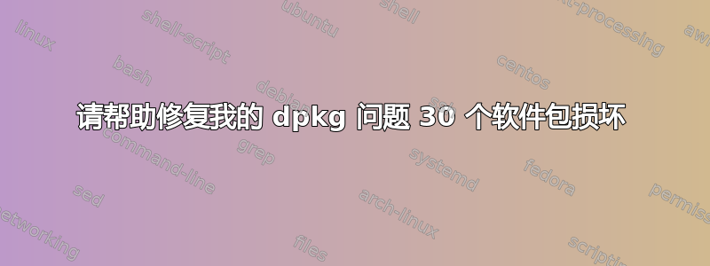 请帮助修复我的 dpkg 问题 30 个软件包损坏