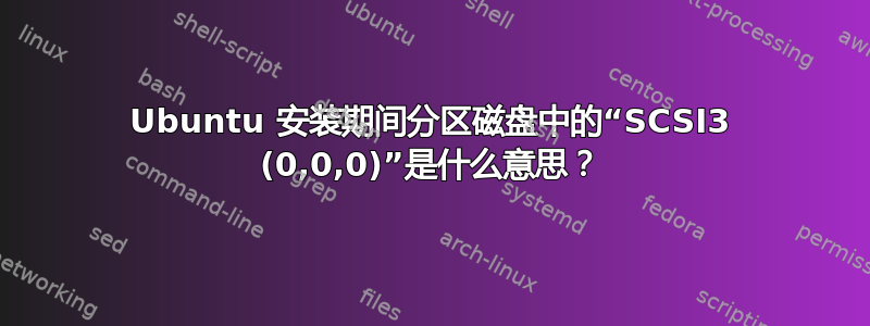 Ubuntu 安装期间分区磁盘中的“SCSI3 (0,0,0)”是什么意思？