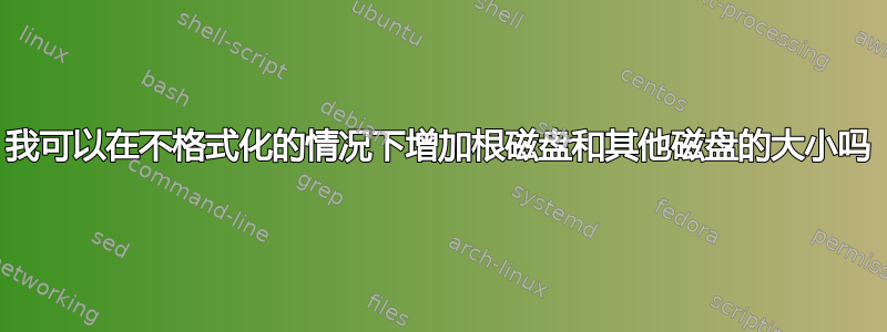 我可以在不格式化的情况下增加根磁盘和其他磁盘的大小吗