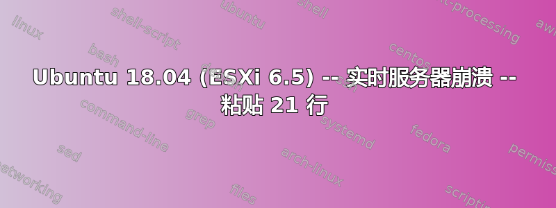 Ubuntu 18.04 (ESXi 6.5) -- 实时服务器崩溃 -- 粘贴 21 行