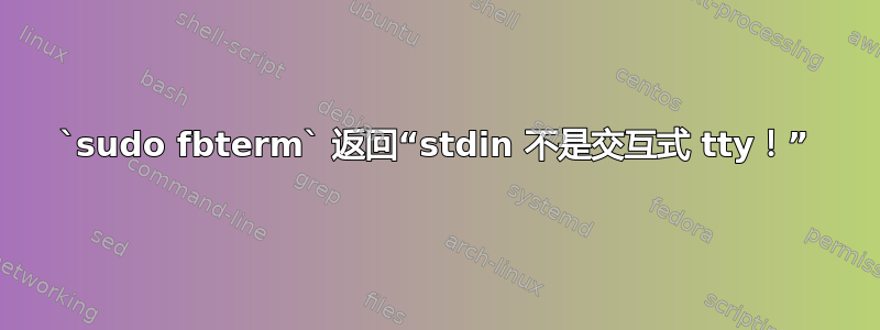 `sudo fbterm` 返回“stdin 不是交互式 tty！”