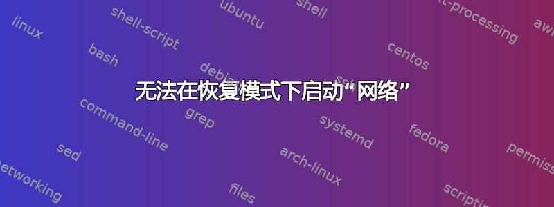 无法在恢复模式下启动“网络”