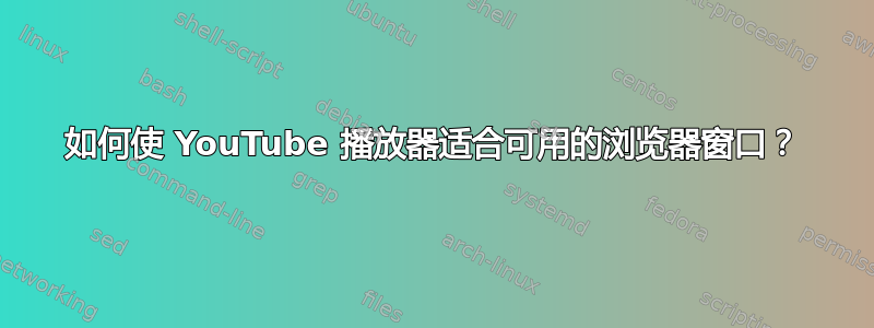 如何使 YouTube 播放器适合可用的浏览器窗口？